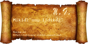 Miklóssy Ildikó névjegykártya